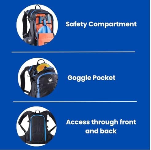 TerraWest Core Avalanche Kit – Ski Backpack with Shovel and Probe (Blue)