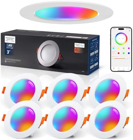 VARICART Smart RGB LED Downlights | IP44 Bathroom Alexa Spotlights | 6 Pcs