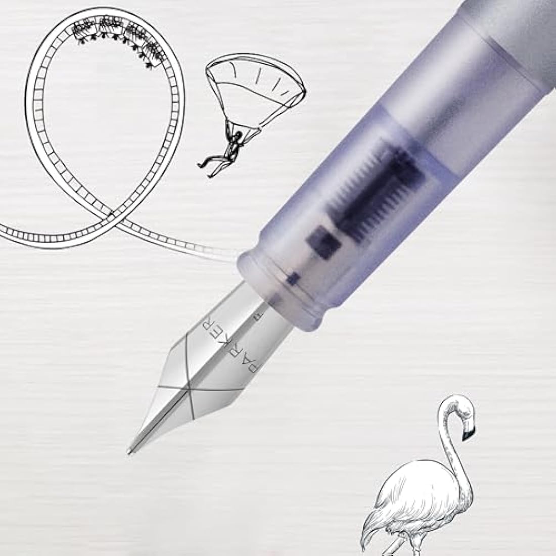 Parker Vector XL Fountain Pen – Metallic Silver-Blue – Medium Nib