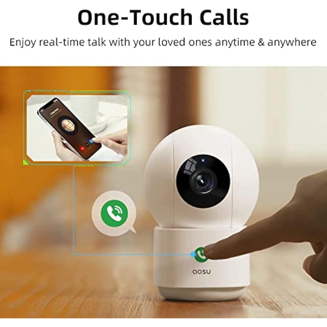 AOSU 2.5K Indoor Security Camera – 360 Pan-Tilt Dual-Band WiFi Cam