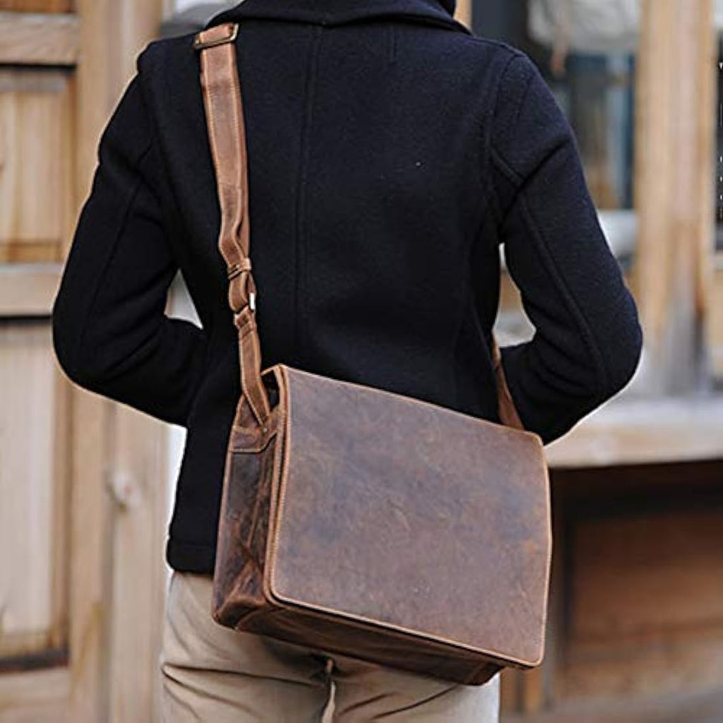 Visconti Leather Messenger Bag | Men's 14 Inch Laptop Shoulder Bag