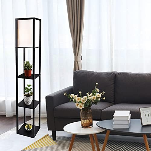 Modern Shelf Floor Lamp – 3-Tier Wooden Standing Light