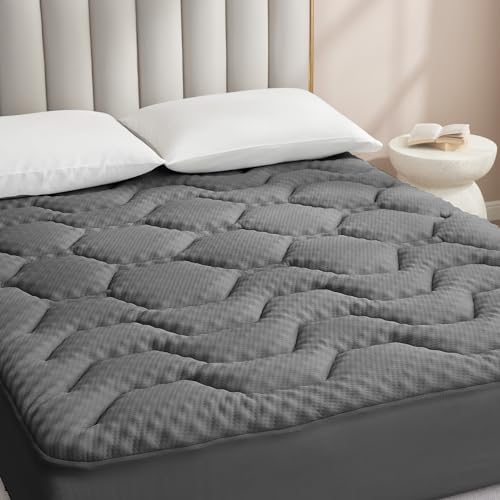 EHEYCIGA King Size Memory Foam Mattress Topper – Cooling Gel Pad, Dark Grey