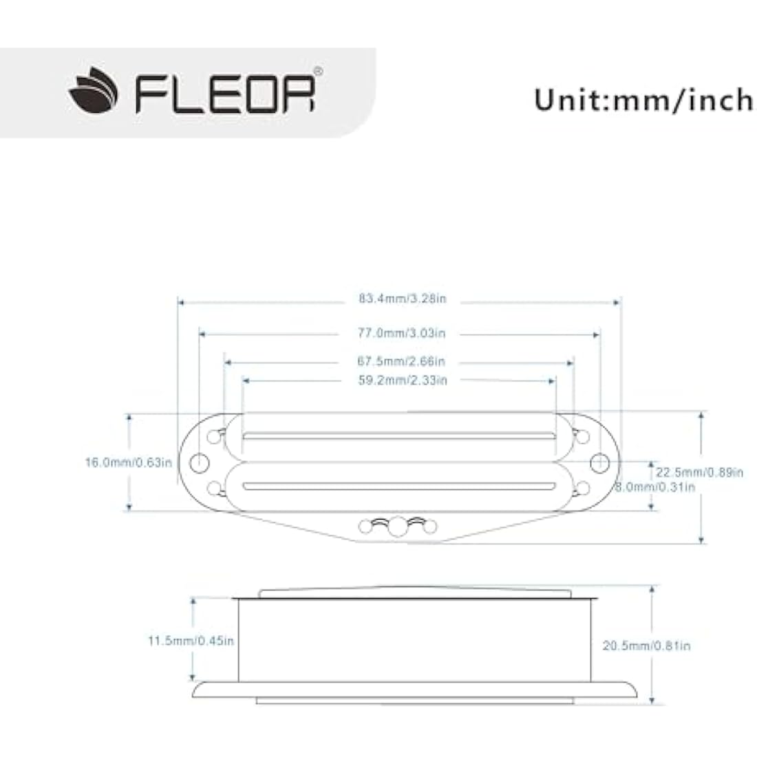 FLEOR Alnico 5 Hot Rail Humbucker Pickup for ST SQ TL Electric Guitar