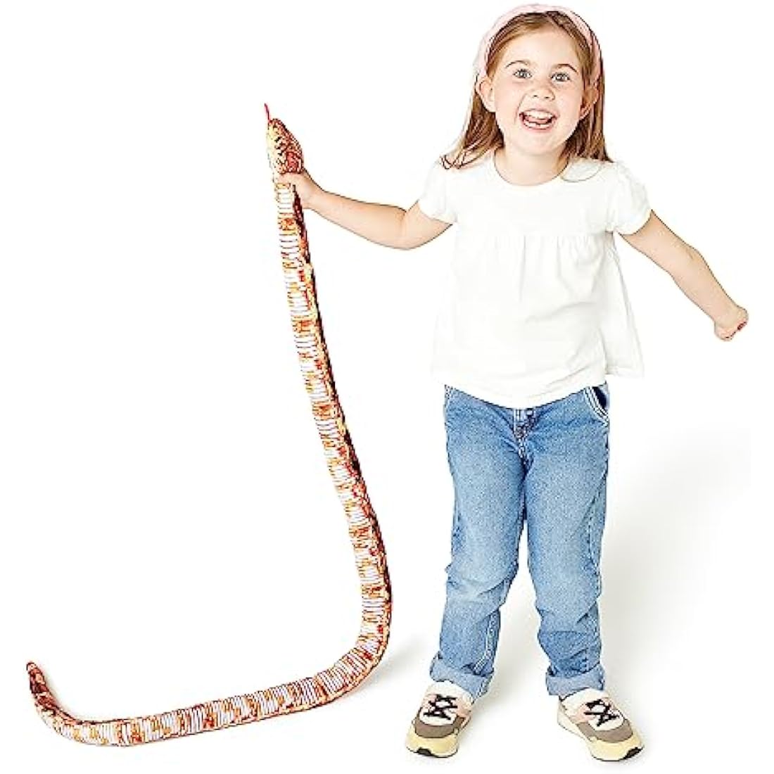 Zappi Co Orange Corn Snake Plush Toy – 180cm Realistic Stuffed Animal