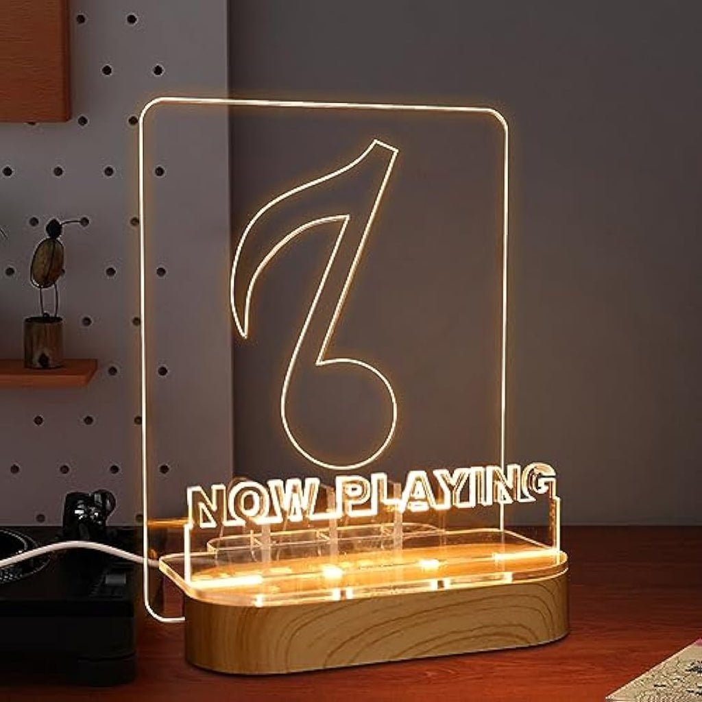 YuanDian LED Now Playing Vinyl Record Stand | Wooden Acrylic Album Holder