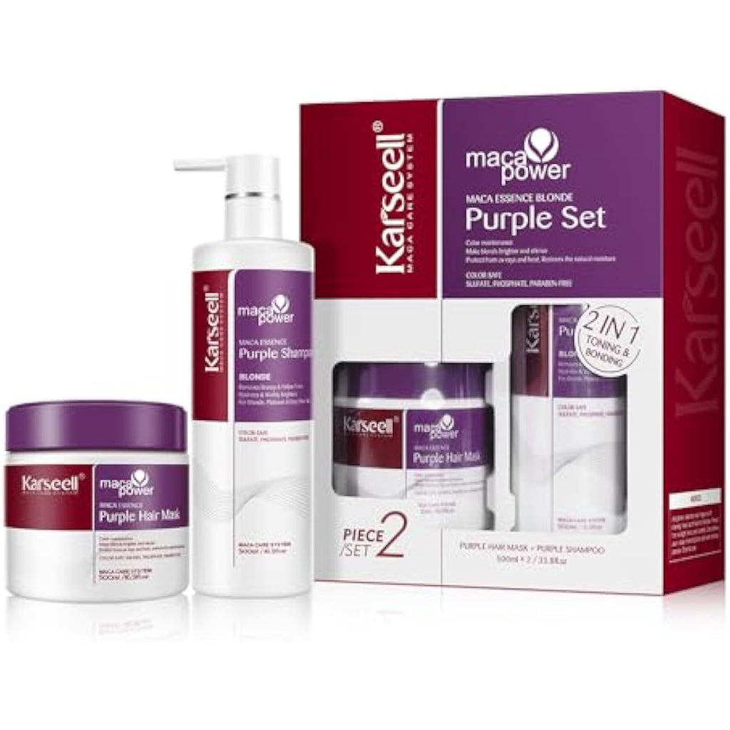 Karseell Purple Shampoo and Hair Mask Set for Blonde & Silver Hair