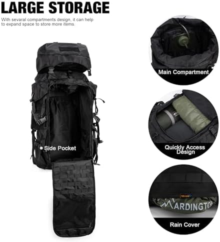 Tactical Military Backpack – Large Molle Rucksack with Rain Cover