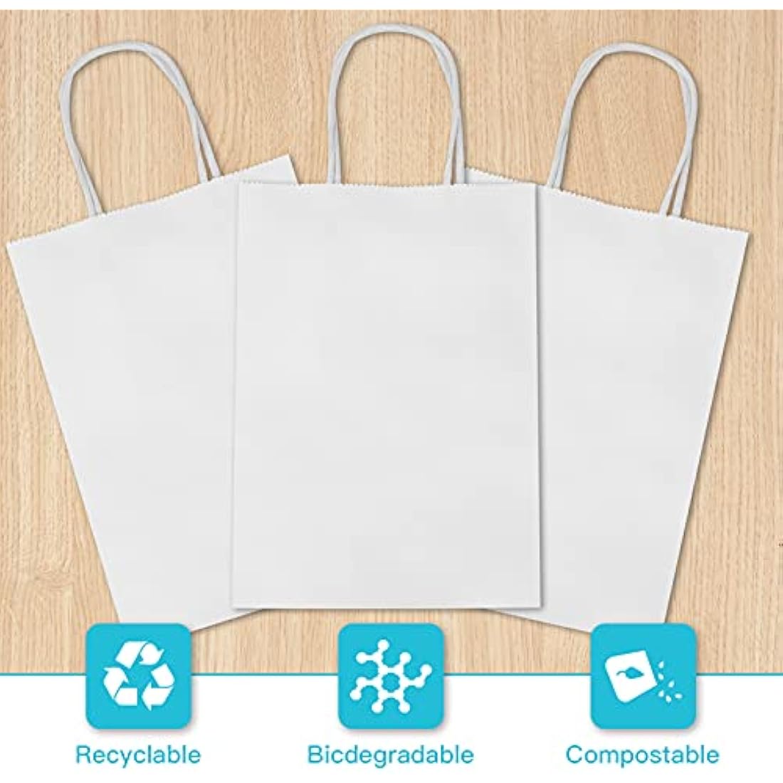 HAUSPROFI 30pcs Kraft Paper Gift Bags | 130gsm Brown Carrier Bags