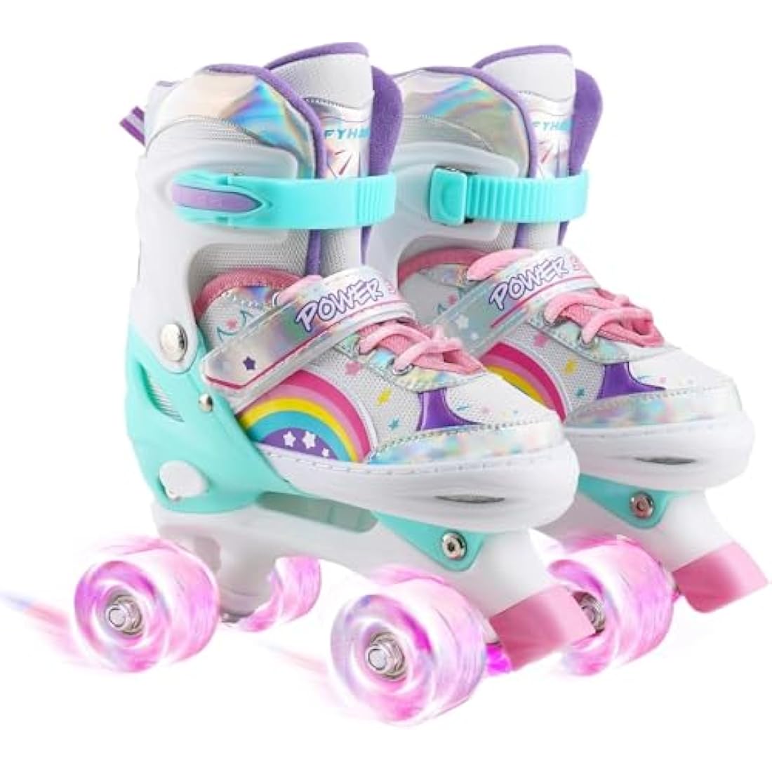 Jolof Store Kids Roller Skates – Adjustable Light Up Rainbow Skates