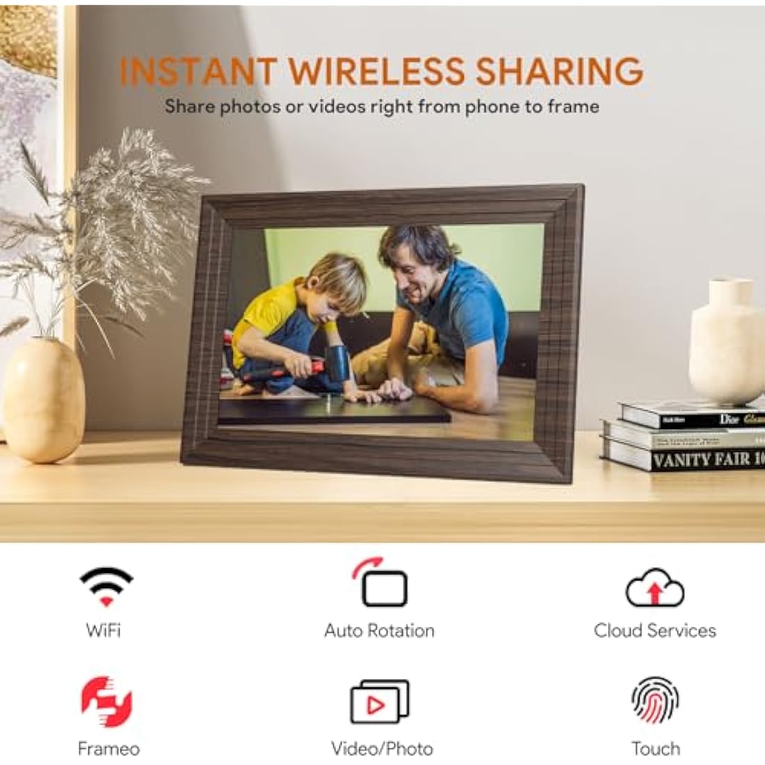 Aorpdd 10.1 Inch WiFi Digital Photo Frame | 32GB HD IPS Touch Screen