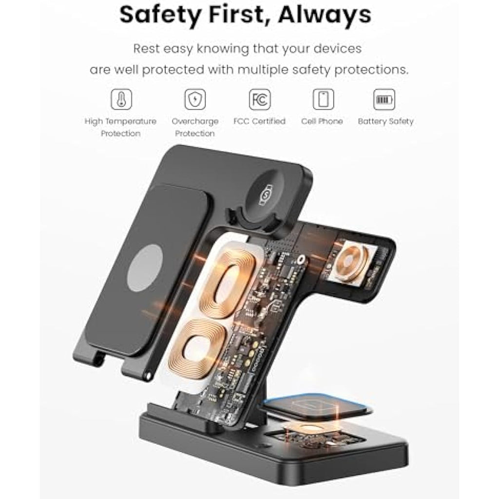 GEEKERA 3-in-1 Foldable Wireless Charger for Samsung Galaxy Watch & Buds
