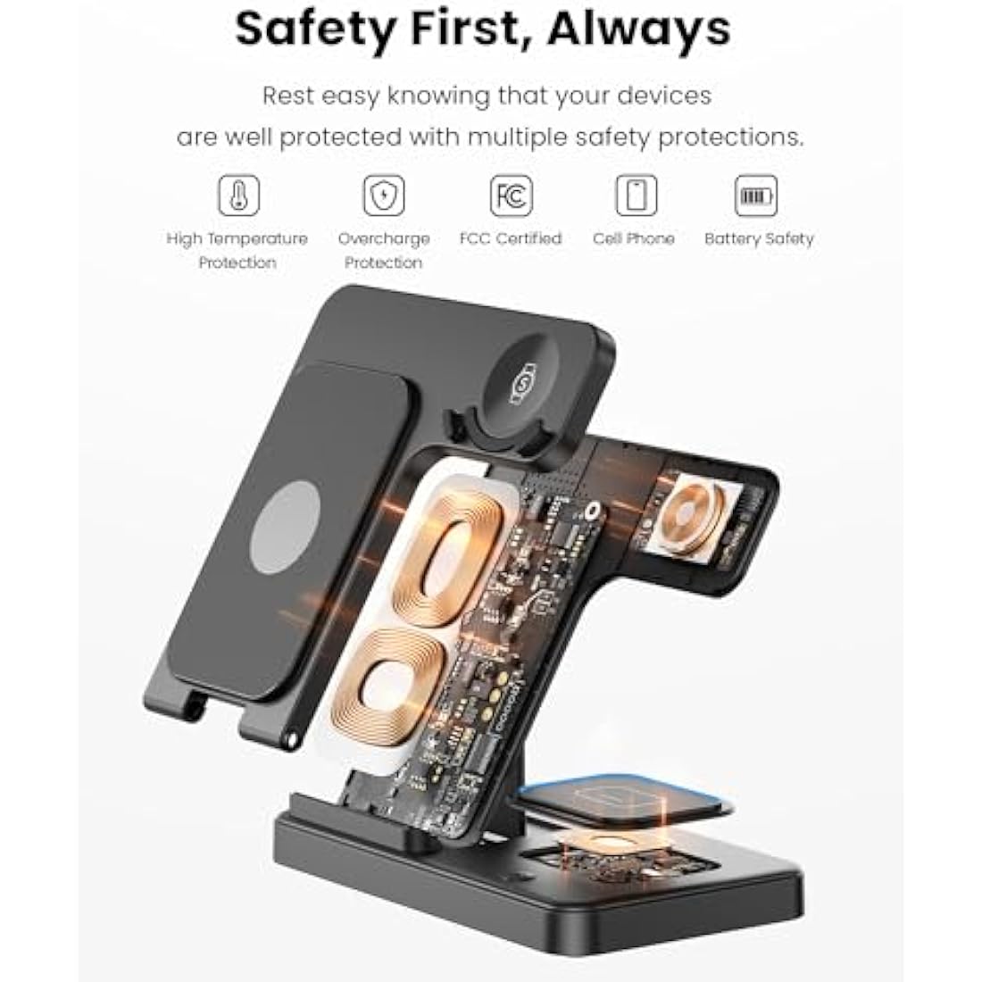 GEEKERA 3-in-1 Foldable Wireless Charger for Samsung Galaxy Watch & Buds