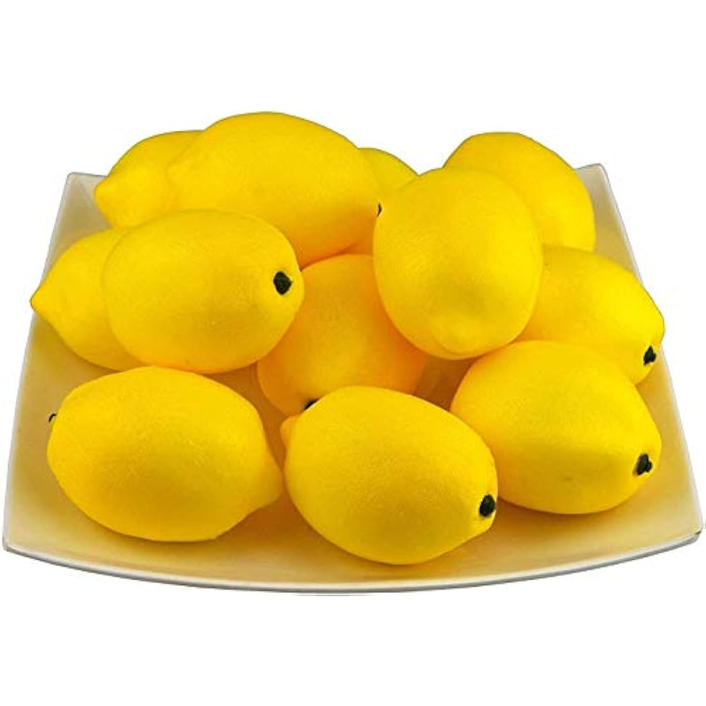 JEDFORE Artificial Lemons – 12pcs Lifelike Fake Fruit for Home Decor