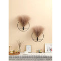 Metal Wall Vase Decor – 2 Pack Gold Ring with Pampas Grass