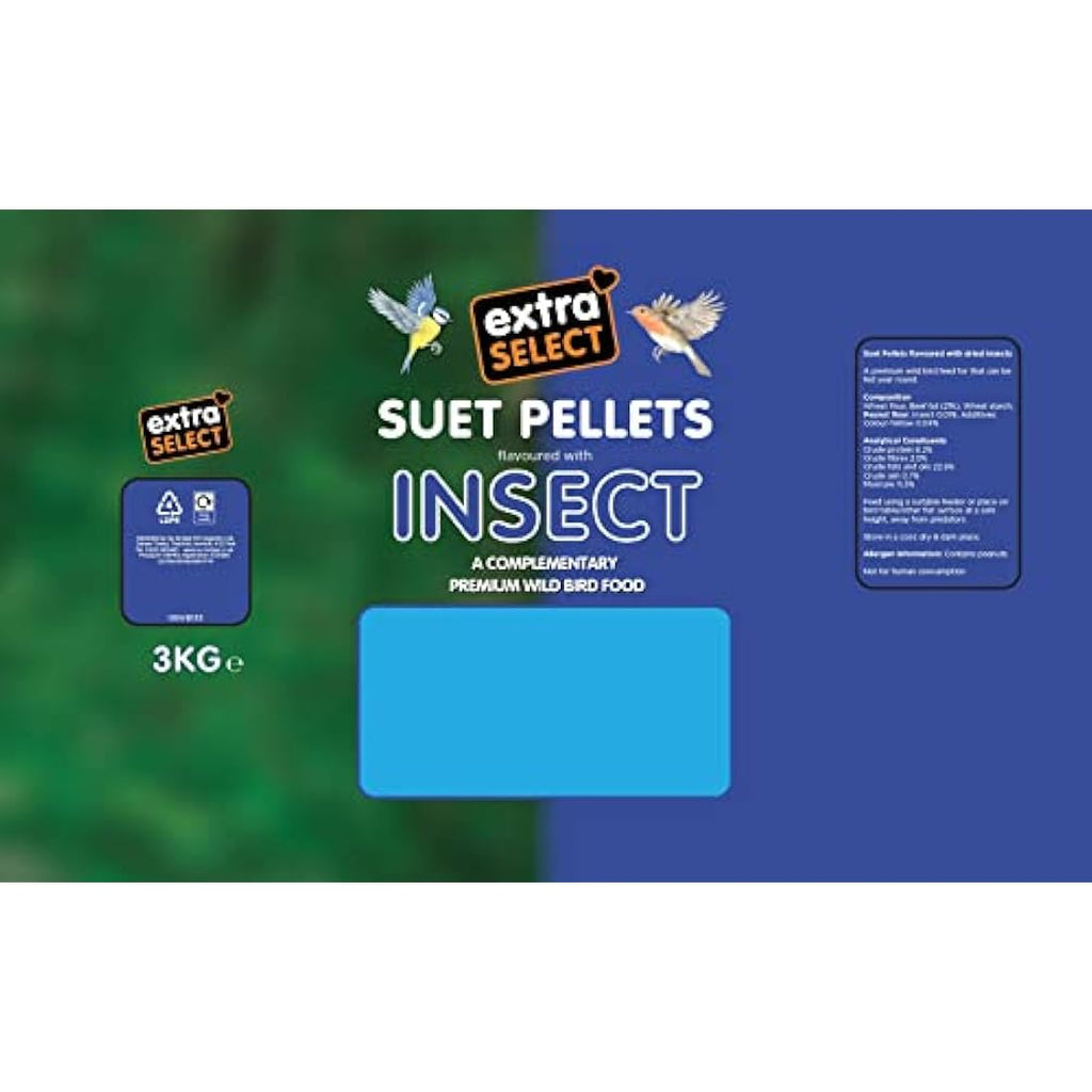 Extra Select Insect Suet Pellets – High Energy Wild Bird Food, 3kg