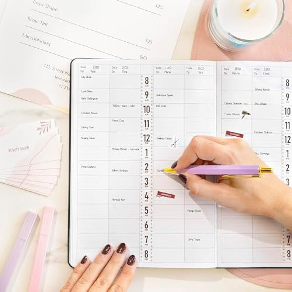GoGirl Salon Appointment Book - Undated 15-Min Interval Planner, Black