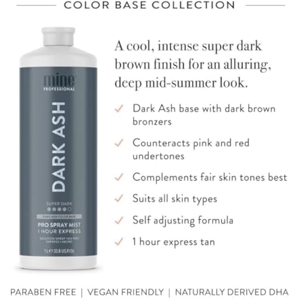 MineTan Dark Ash Professional Spray Tan Solution - 1 Hour Express, 33.8oz