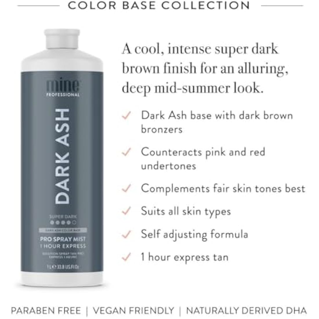 MineTan Dark Ash Professional Spray Tan Solution - 1 Hour Express, 33.8oz