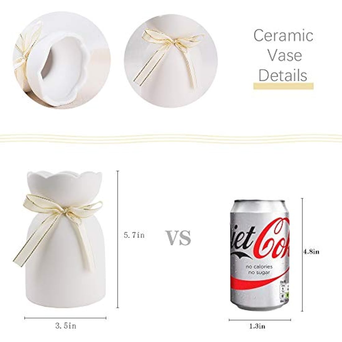 Jolof Store Artificial Silk Rose Arrangement with Ceramic Vase - White