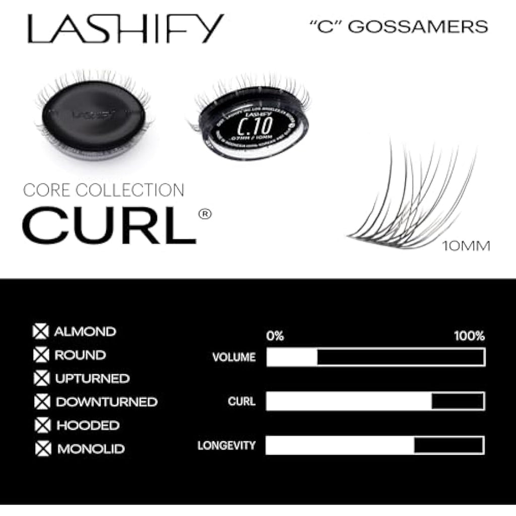 Lashify Curl Gossamer DIY Eyelash Extensions - 10mm Black Silk