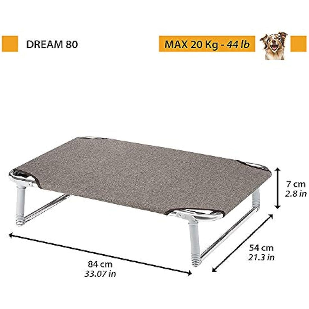 Ferplast Dream 80 Dog Bed – Foldable Aluminium Frame Cot, 84x54cm