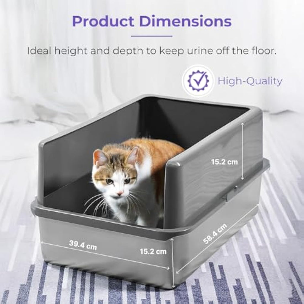 iPrimio Stainless Steel XL Cat Litter Box – High Sided & Odour Resistant