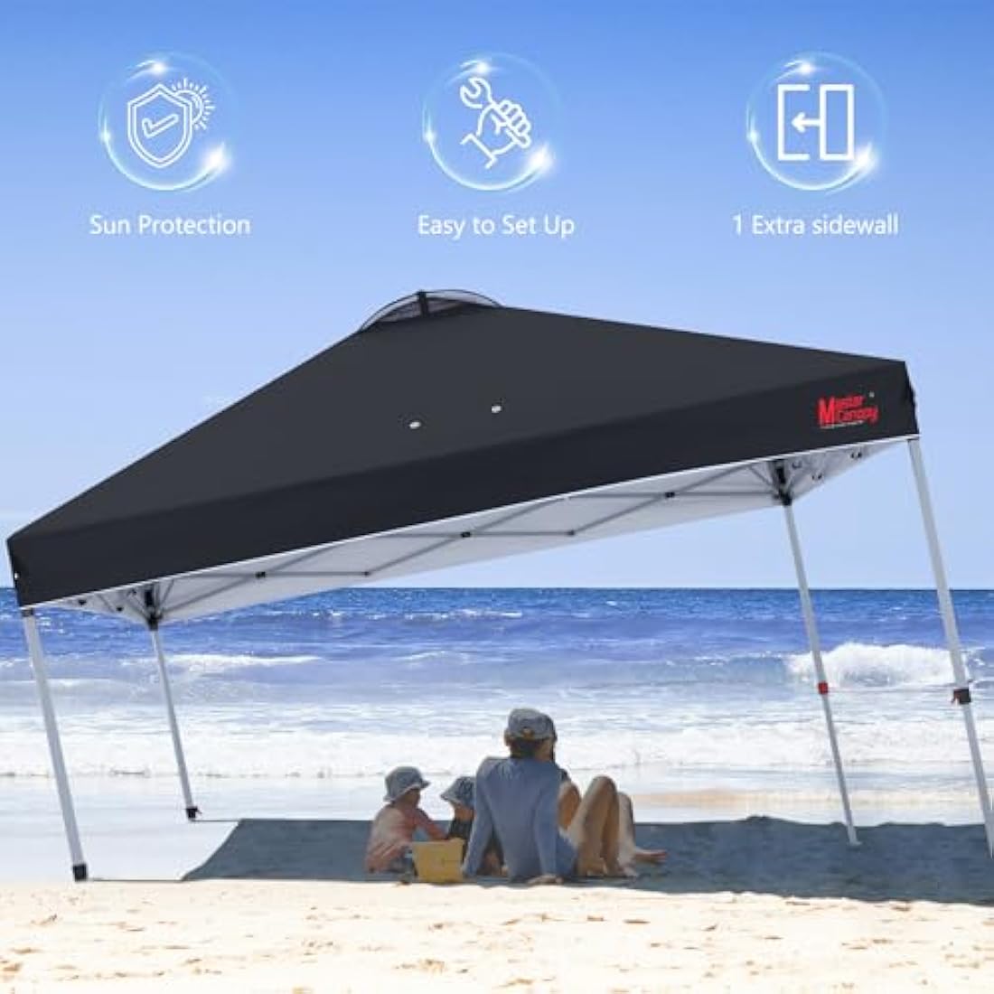 MASTERCANOPY 3x3M Pop-up Gazebo Tent with Sidewall - Black UV Shelter