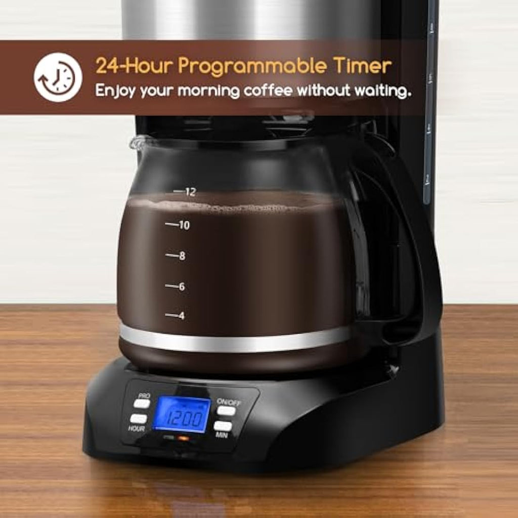 Aigostar Benno Programmable Drip Coffee Machine | 1.5L 12-Cup Maker