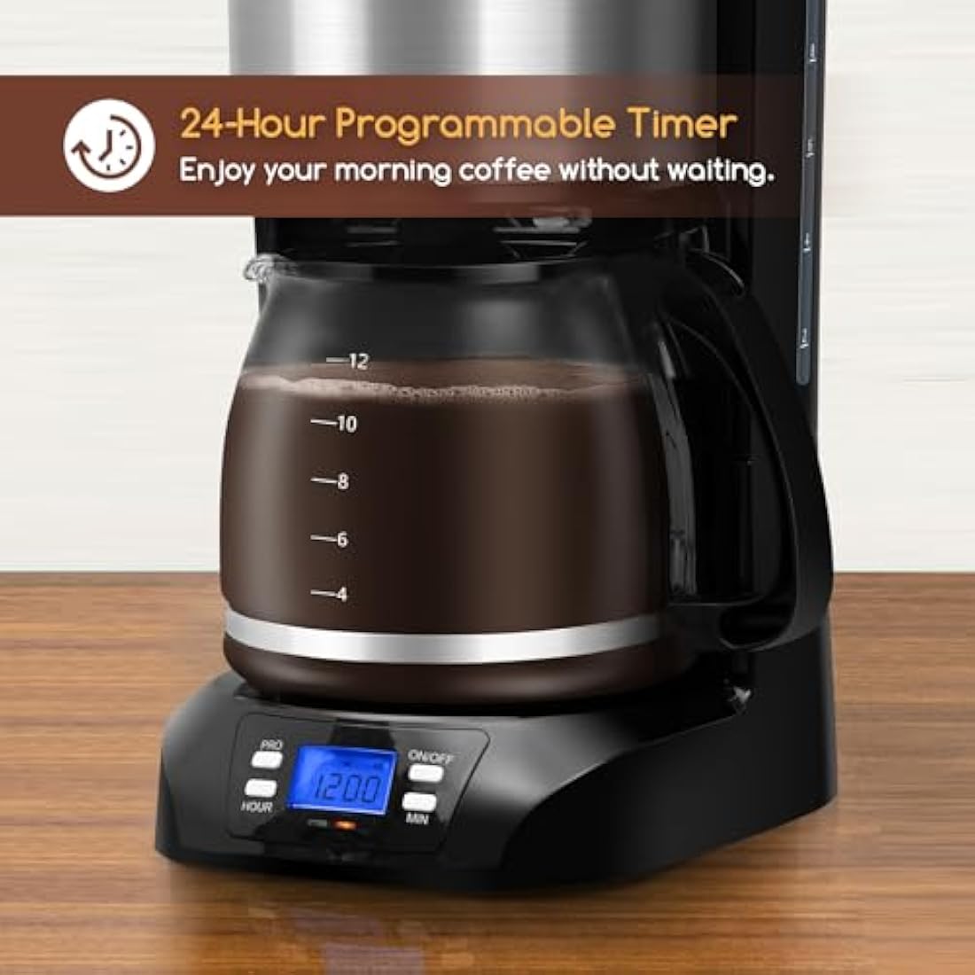 Aigostar Benno Programmable Drip Coffee Machine | 1.5L 12-Cup Maker