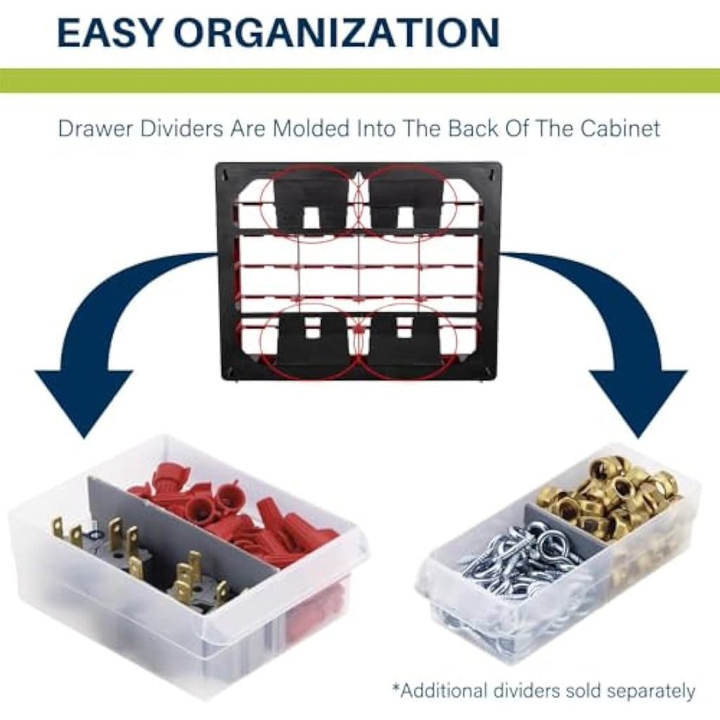 Akro-Mils 44-Drawer Plastic Storage Cabinet – Wall-Mountable Organizer, Red