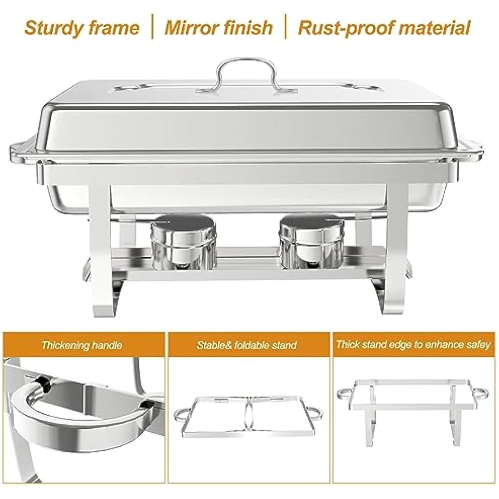 4-Pack Chafing Dish Buffet Set | 9L Stainless Steel Food Warmer
