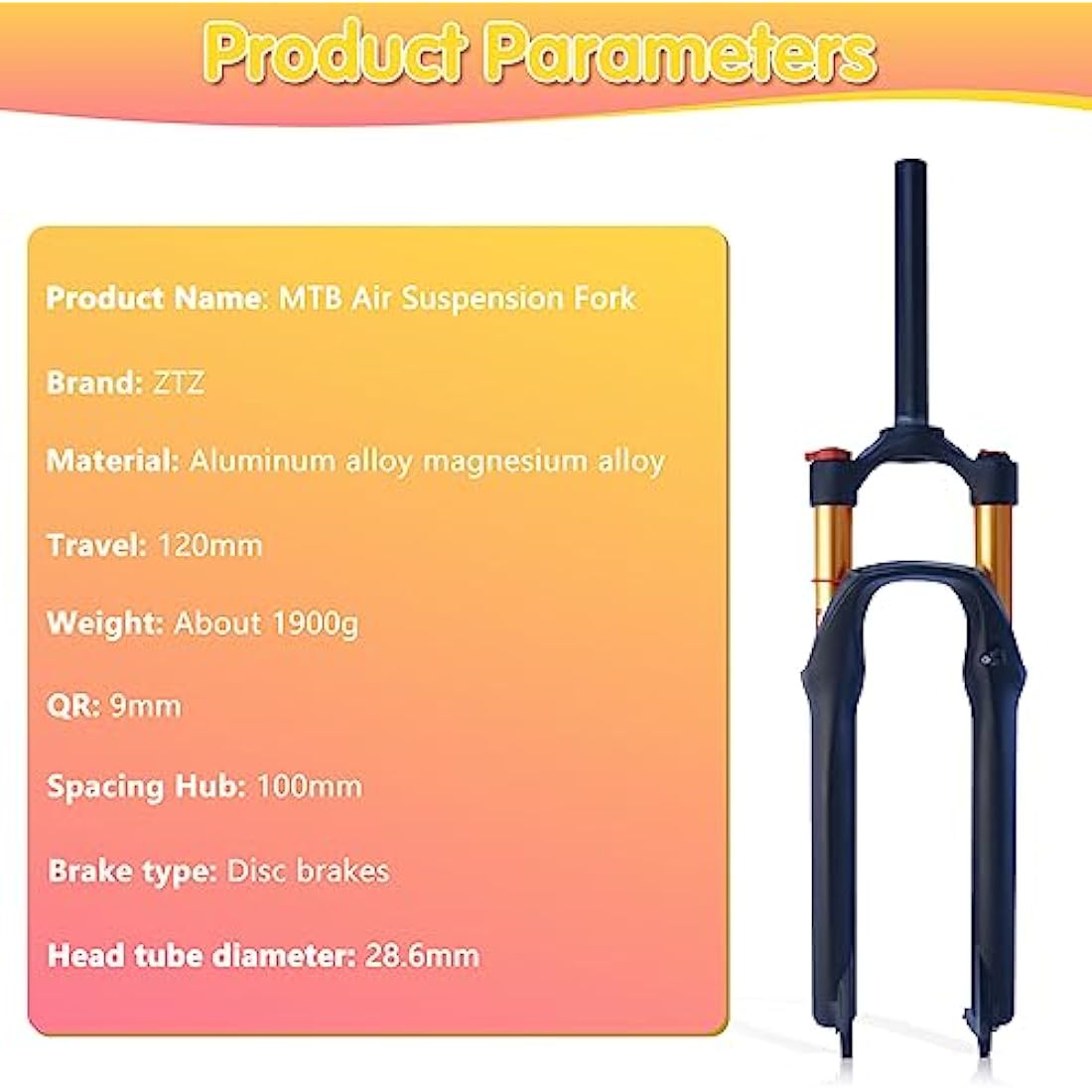 ZTZ Kashima MTB Suspension Fork – 26/27.5 Inch Mountain Bike Gas Fork