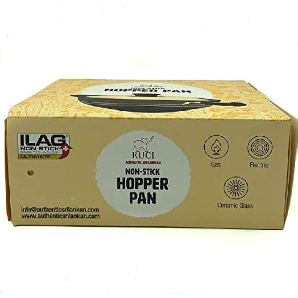 RUCI Non-Stick Hopper Pan with Glass Lid – 20cm Sri Lankan Cookware