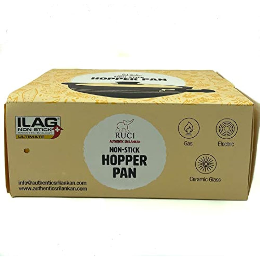 RUCI Non-Stick Hopper Pan with Glass Lid – 20cm Sri Lankan Cookware