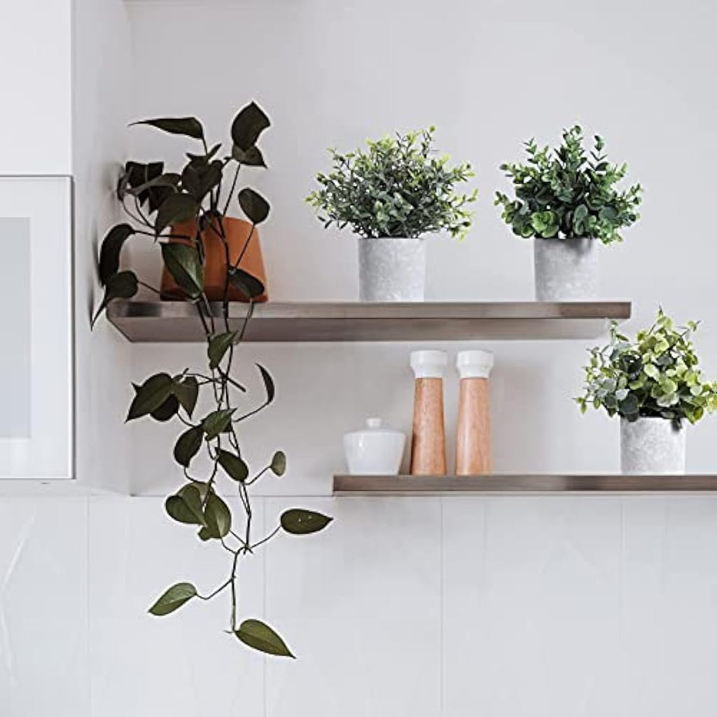 Jolof Store Mini Artificial Potted Plants – Set of 3 Faux Eucalyptus