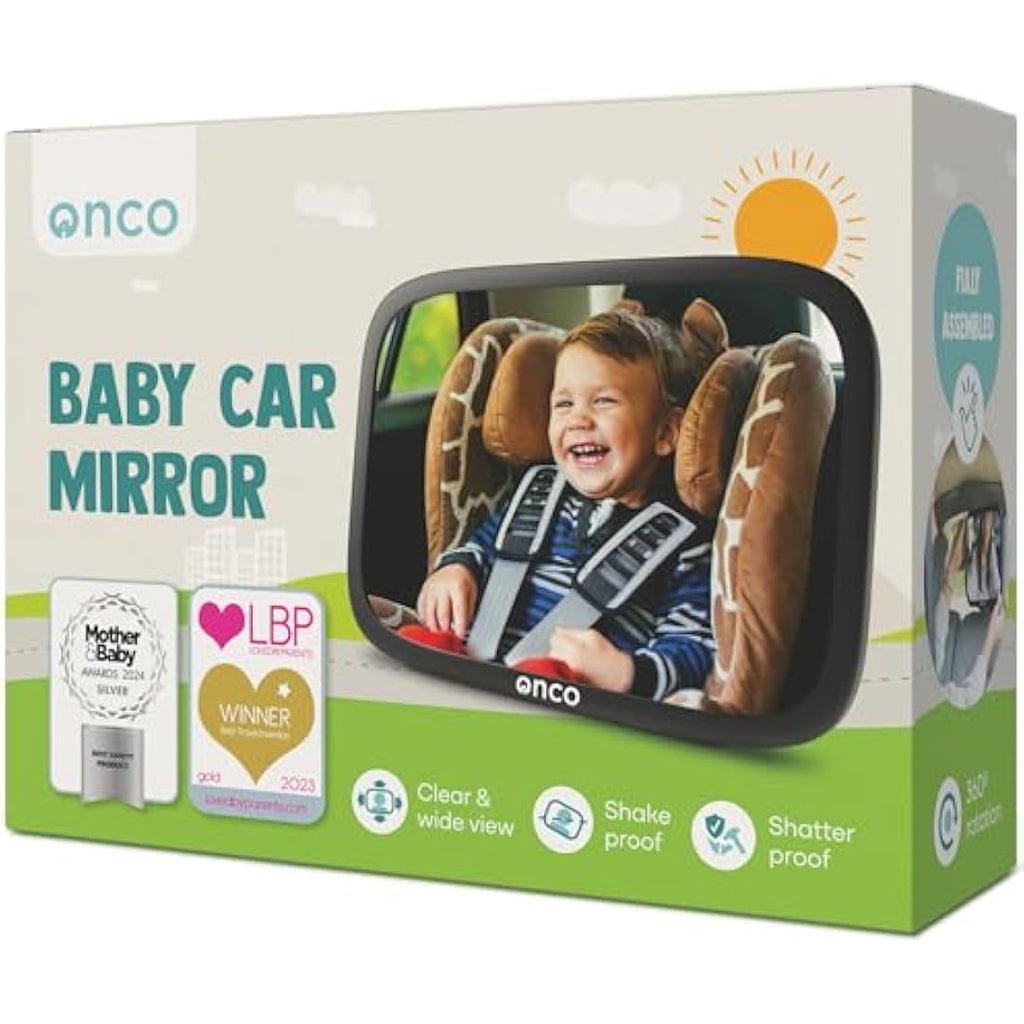 Onco Baby Car Mirror – Shatterproof Rear View Mirror with 360° Rotation