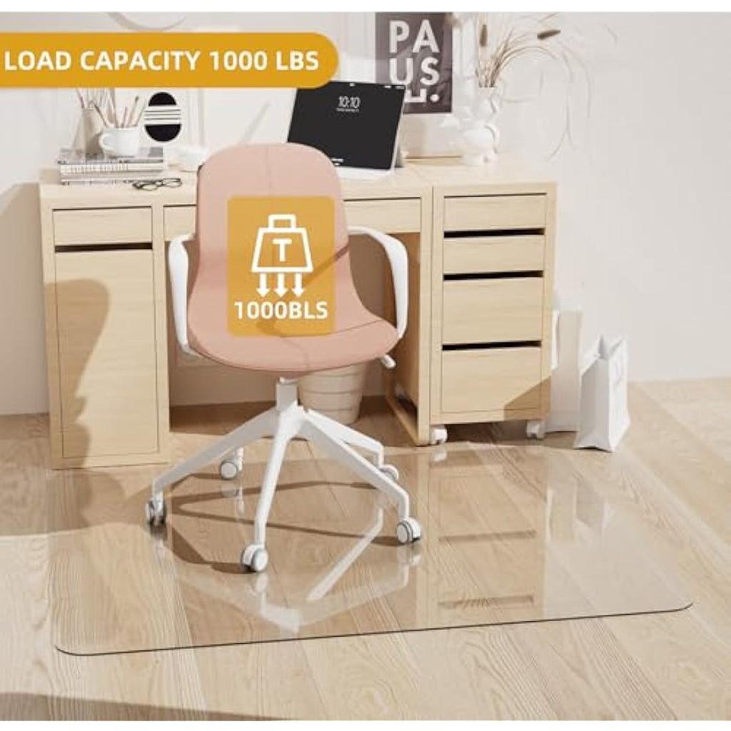 Tcyzest Tempered Glass Chair Mat | 90x120cm Heavy Duty Floor Protector