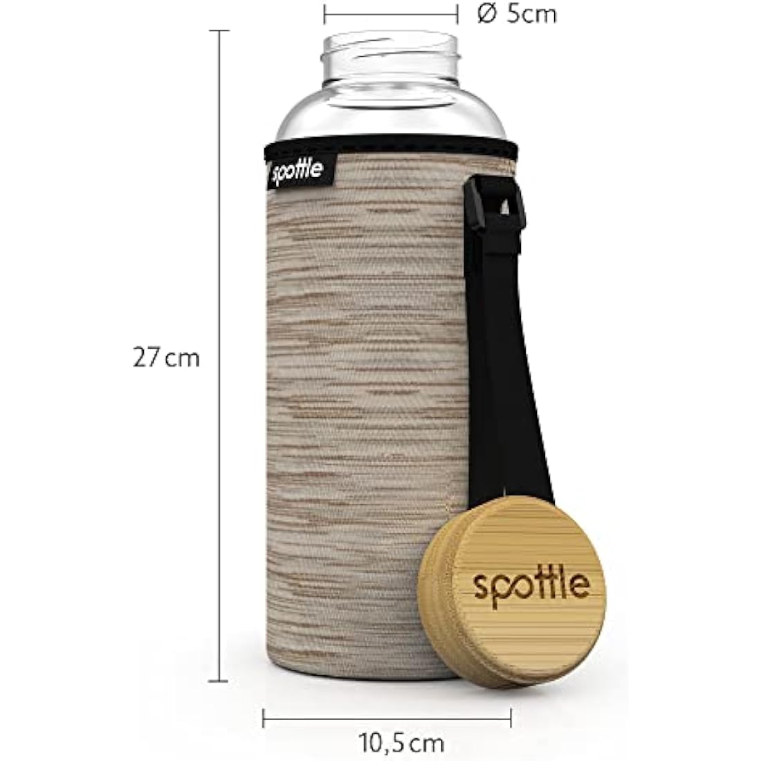 spottle 1.5L Borosilicate Glass Water Bottle with Neoprene Sleeve
