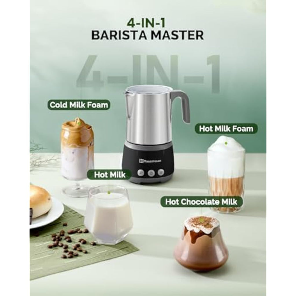 Maestri House 4-in-1 Electric Milk Frother – 500mL Hot & Cold Steamer