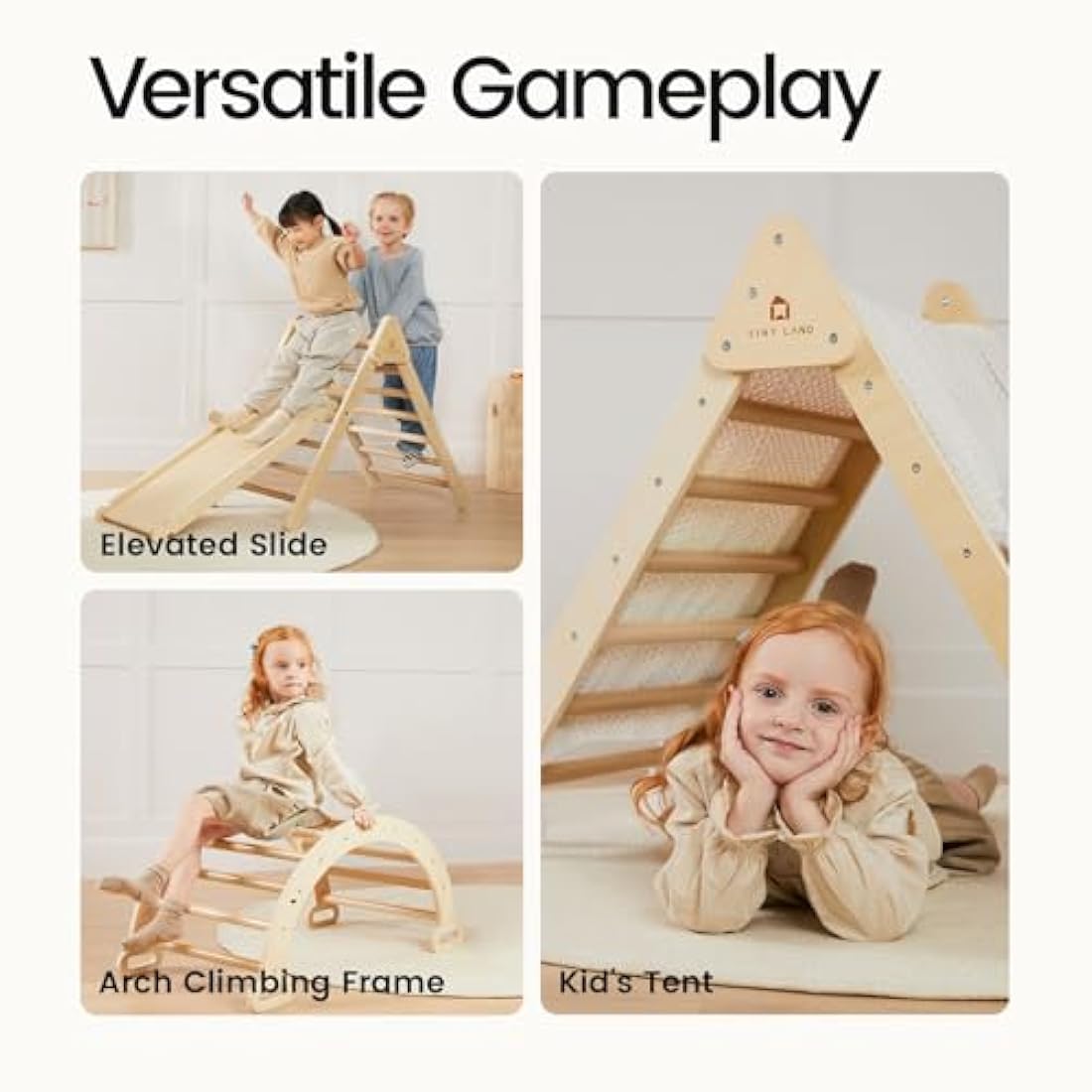 3-in-1 Foldable Wooden Montessori Climbing Triangle Set