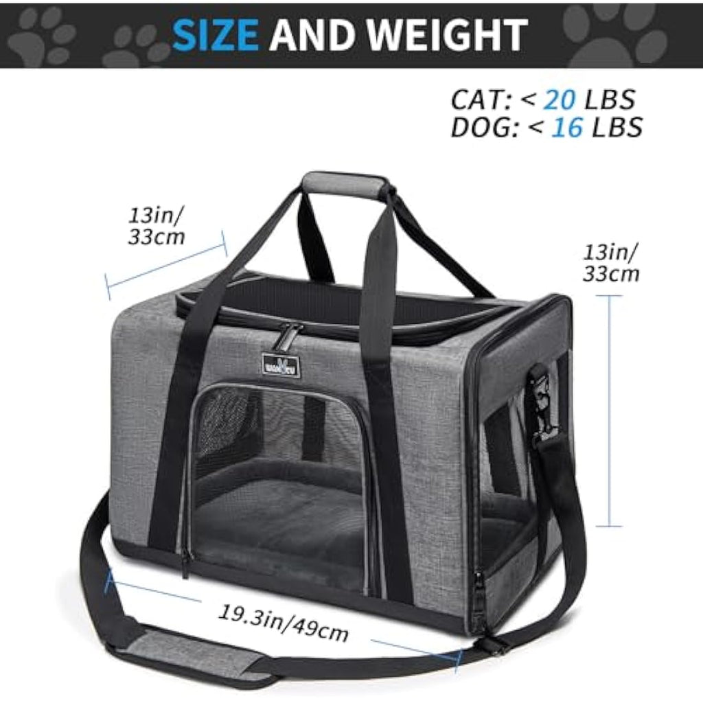 Wakytu Soft-Sided Pet Carrier Bag – Foldable Travel Bag for Cats and Dogs