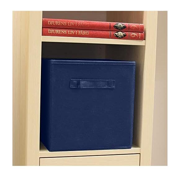 WEBEASY Foldable Storage Cube Basket Bin, Set of 6, 28 x 28 x 28 cm Navy