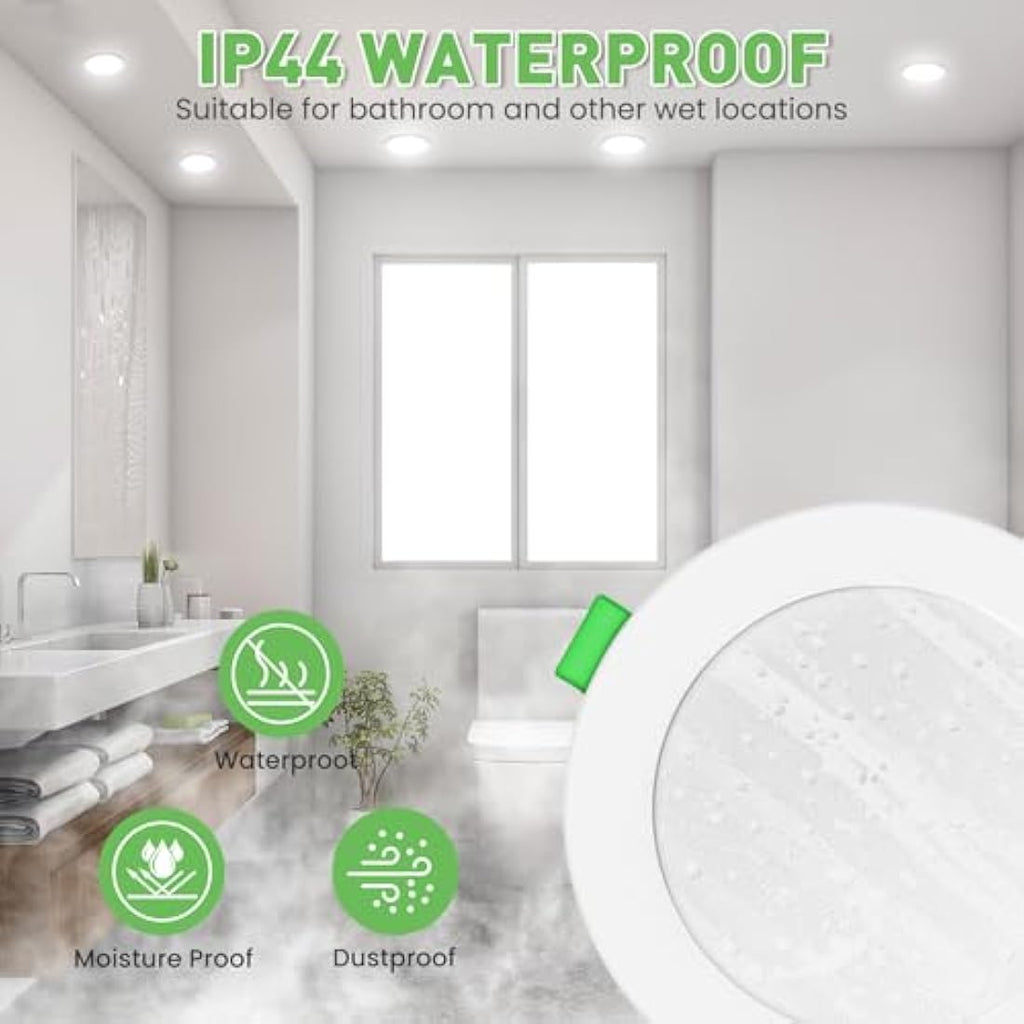 ALUSSO LED Downlights 10W Dimmable 3CCT IP44 Recessed Spotlights, 6 Pack