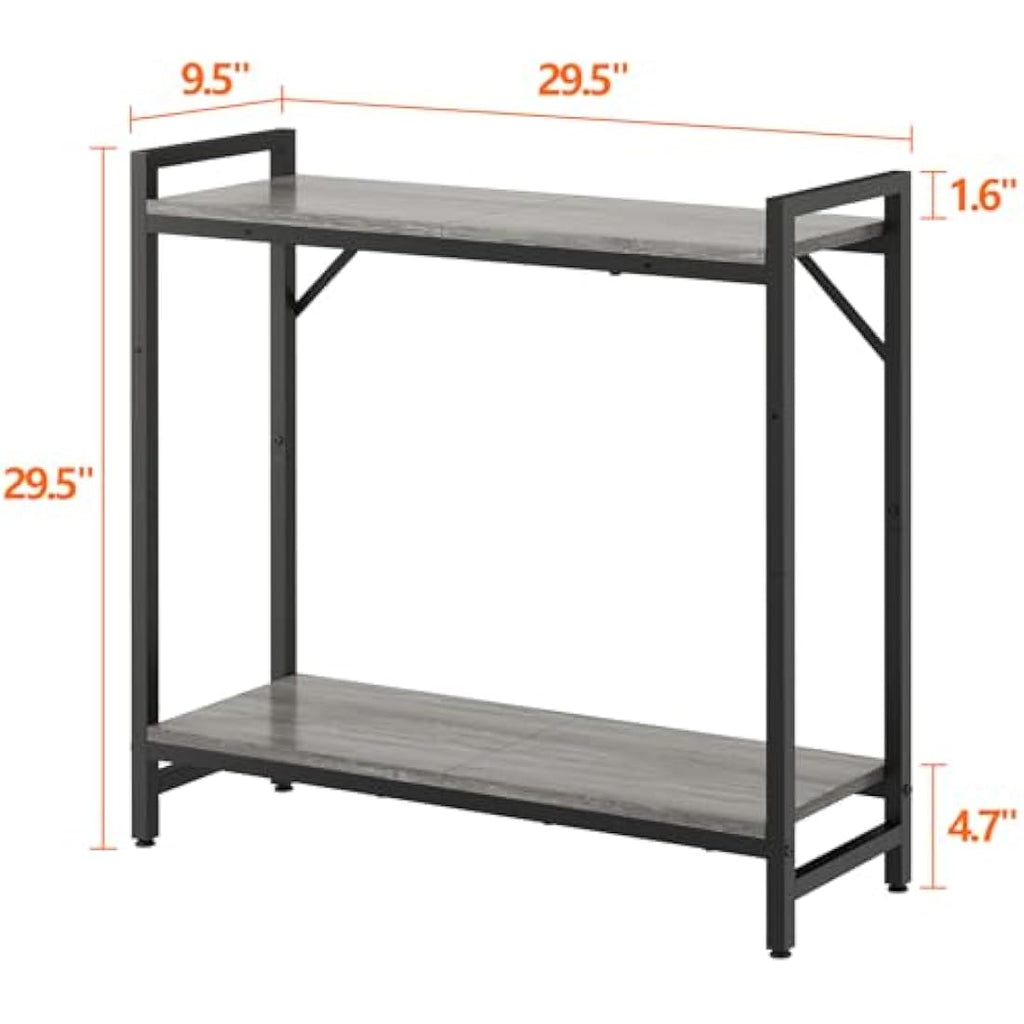 Livofloral Narrow Console Table – Industrial Small Entryway Table, Grey