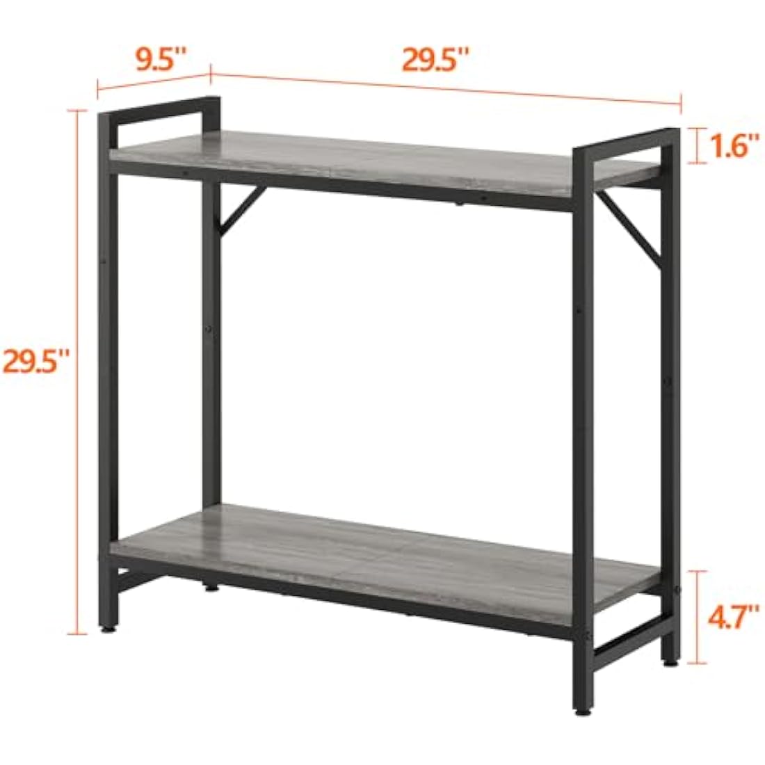 Livofloral Narrow Console Table – Industrial Small Entryway Table, Grey