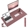 PVC Leather Desk Pad – Large Waterproof Writing Mat, Dark Pink