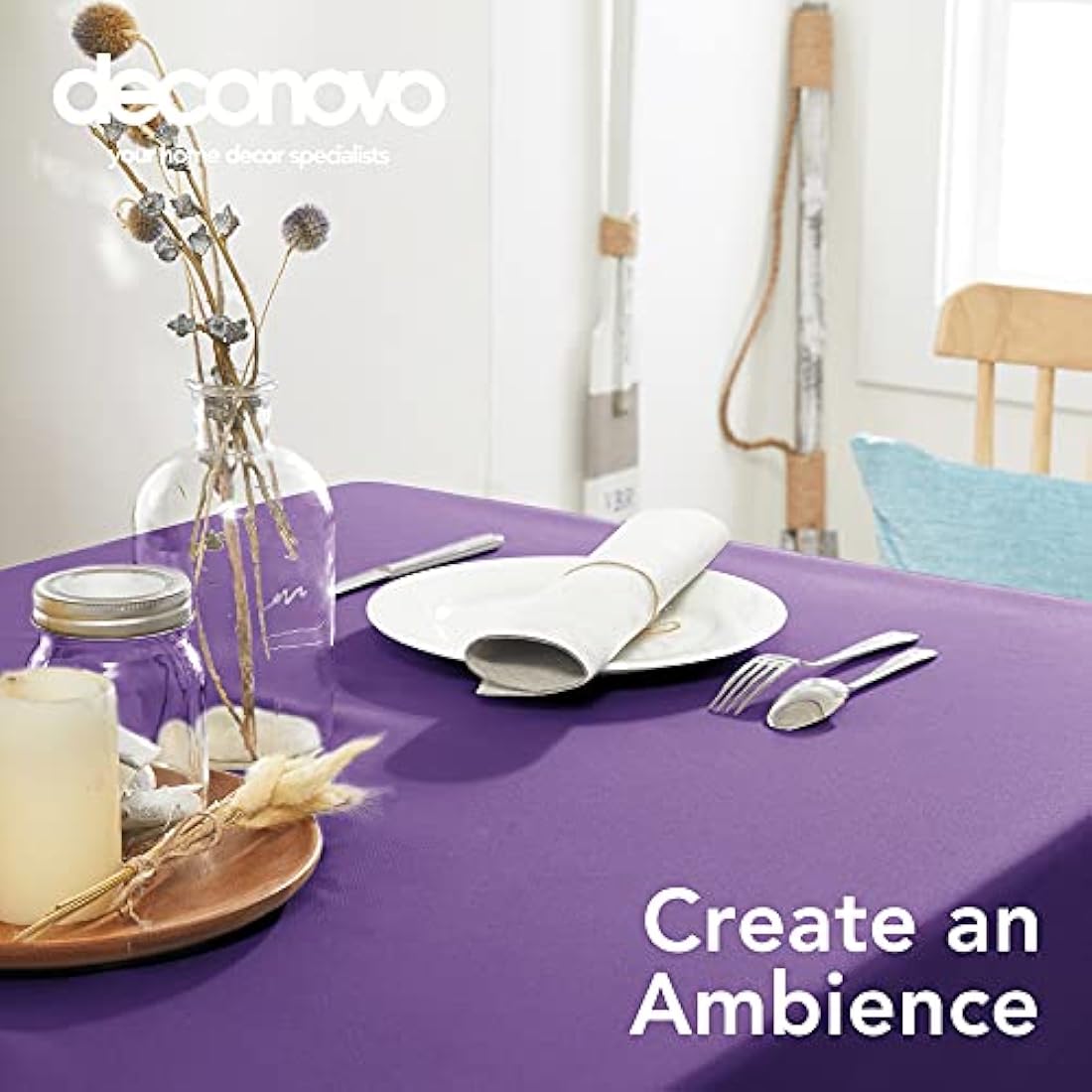Deconovo Purple Oxford Tablecloth – Waterproof Rectangle Cover 54x79in