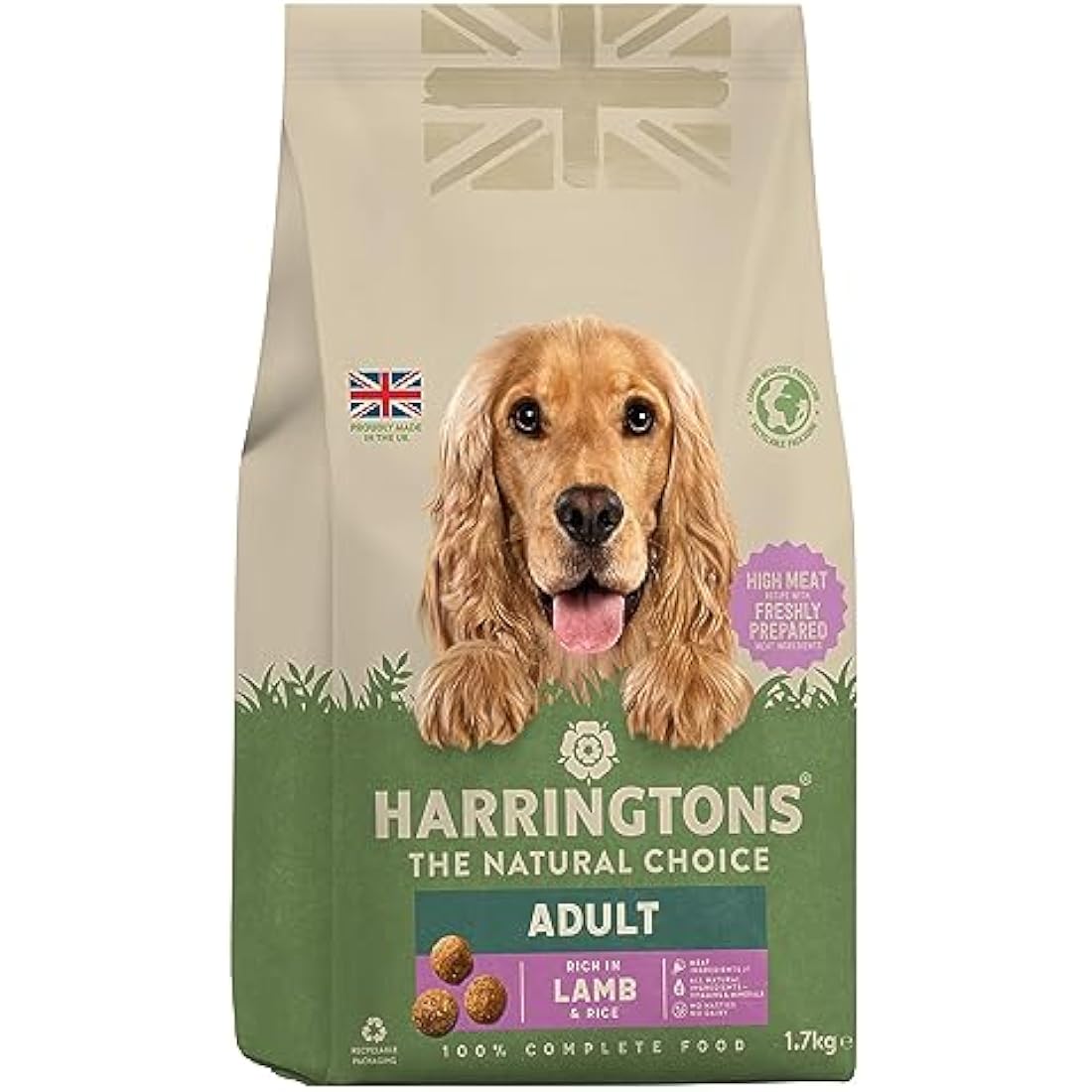 Harringtons Lamb & Rice Dry Dog Food - Natural Adult Kibble 1.7kg (4 Pack)