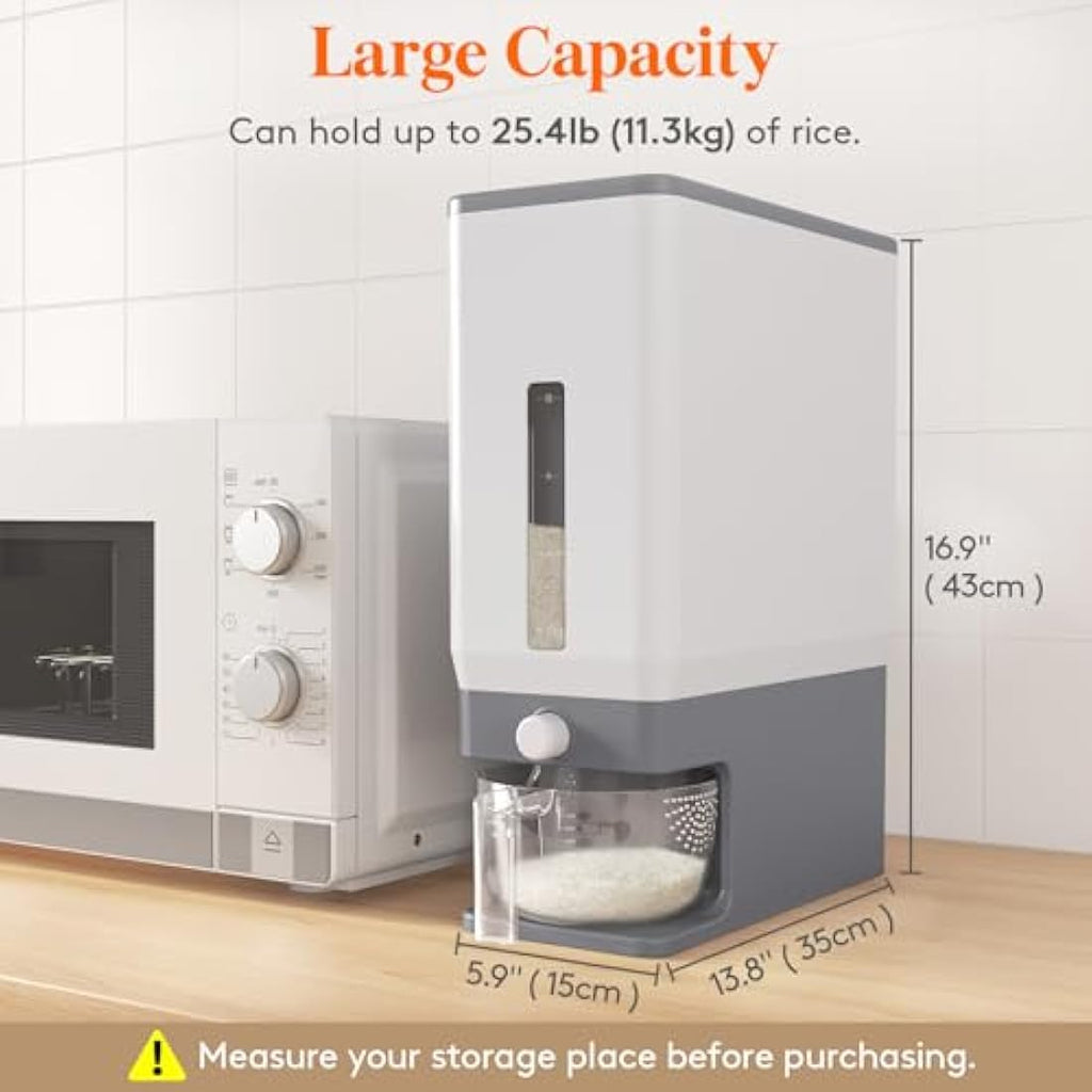 Lifewit Rice Dispenser 25 Lbs | Sealed Grain Storage Container with Cup